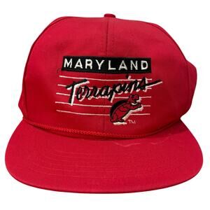 Maryland Terrapins Vintage 5 Bar Red SnapBack Hat Cap Box Score Terps